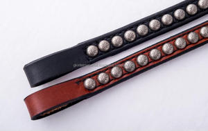 Brida de cuero Premium con banda para cejas con tachuelas Fabricante de India banda para cejas de cuero inglés genuino personalizada - Product Image 4