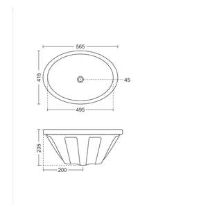 565x415x235mm wall mounted rectangular glossy white ceramic bathroom sink floating semi pedestal kit - Product Image 6