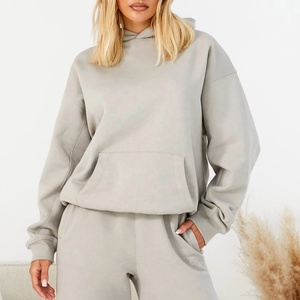 Nouveau design – Sweat à capuche polaire pour femme, 100 % coton, couleur unie, respirant, coupe oversize, avec logo personnalisé et techniques de lavage - Product Image 2