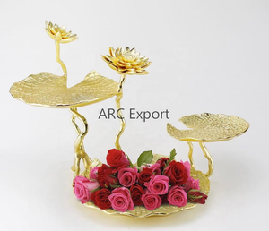 Assiette et bol à gâteau en aluminium de haute qualité pour ustensiles de cuisine Décoration de feuille de fleur faite à la main - Product Image 1