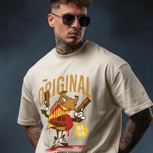 เสื้อยืดออกกำลังกายลำลอง ดีไซน์สีพื้นสดใส พิมพ์ลายทั้งตัว ไม่ซีดจาง ผ้าทอ 220 กรัม โลโก้ติดด้านหน้า - Product Image 2