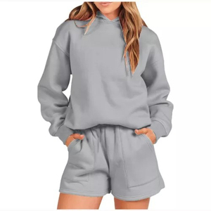 Hoodie <b>Shorts</b> Set Wholesale Casual <b>Lounge</b> Two Piece Matching Outfit Fashion Streetwear Apparel - Product Image 2