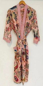 Bata de algodón con estampado floral, bata de baño ligera para mujer, ropa de dormir de verano - Product Image 3