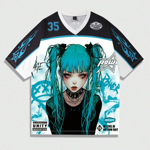 American Football Jersey Oversized Mesh Custom Graphic <b>Top</b> Y2K Aesthetic Streetwear Women's <b>Crop</b> Style Football Jersey Bulk - Product Image 4