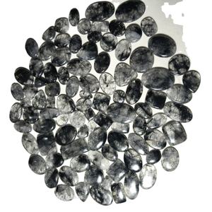 พลอยรูปไข่ทรงรูปไข่แบบไม่เจียระไน ควอตซ์รูไทล์ธรรมชาติ คาโบชอง รูไทล์สีดำ อเนกประสงค์ ขนาด 20-45 มม. น้ำหนัก 8-12 กรัม สำหรับทำสร้อยคอ - Product Image 4
