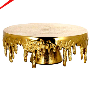 Elegant Design Two Tier Leaf Design Stainless Steel Eco-Friendly Cake Stand Gold Finish for Desserts Snacks Parties - Product Image 4