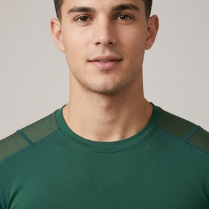 T-shirt de sport à compression à séchage rapide pour homme, manches courtes, motif uni, dégradé de couleurs, coupe ajustée, col rond, haut de sport - Product Image 4