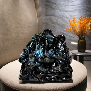 ของตกแต่งบ้านหินลาบราดอไรต์,ประติมากรรมมือแกะสลักพระพิฆเนศหินคริสตัลบำบัด - Product Image 1