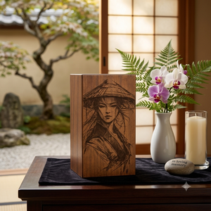 Urna Funeraria Ecológica de Madera Natural Voxo International, Caja de Cremación Conmemorativa Grabada, Ataúd Personalizado para Cenizas, 200 Cubic - Product Image 2