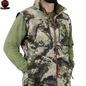 Gilet utilitaire softshell pour homme, col haut, fermeture éclair rouge, multi-poches, pour la chasse, la pêche, les voyages, coupe-vent, léger - Product Image 2
