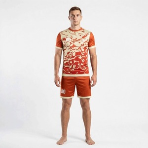 Breathable OEM Premium Quality Men's Soccer Uniform Short Sleeve Customized Logo Solid Color 100% Polyester Fabric Quick Dry - Product Image 4