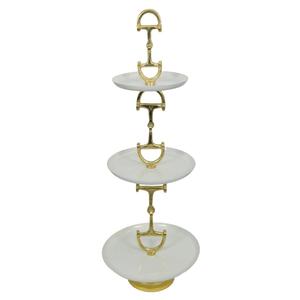 Présentoir à gâteaux de luxe à 3 niveaux, rond, en marbre, pour fruits, plateaux de service, présentation décorative de table, style mors de cheval, décoration de présentoir à gâteaux - Product Image 6