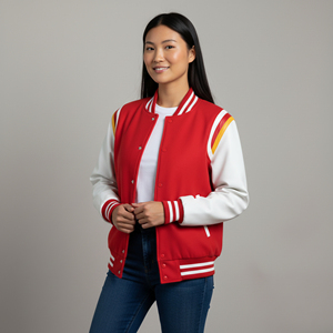 Wholesale Best Selling 100% <b>Wool</b> Sheep Skin Lined Women's Custom Embroidered Logo 2-Tone <b>Quilted</b> Winter Varsity Plain Dyed - Product Image 6