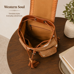 Handcrafted Hair On Cowhide <b>Leather</b> <b>Backpack</b> for Women Western Travel <b>Backpack</b> Genuine <b>Leather</b> <b>Laptop</b> School Casual Day <b>backpack</b> - Product Image 4