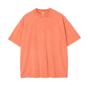 Camiseta de hombre 100% algodón, oversize, con lavado ácido, hombros caídos, estilo streetwear, de alto gramaje, lisa, antiarrugas - Product Image 3