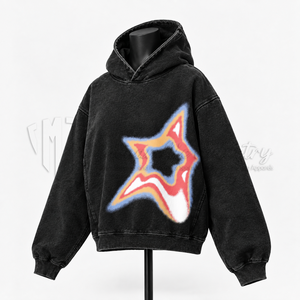 Sudadera con Capucha Negra Lavada Oversize para Mujer, con Gráfico Personalizado, Estilo Vintage Streetwear, Fabricante de Sudaderas de Forro Polar - Product Image 3