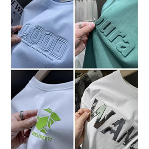 Camiseta Personalizada para Hombre, Corte Holgado, Cuello Redondo, Manga Corta, Logotipo Grabado en Relieve en la Parte Delantera, 100% Poliéster, Tela de Felpa, 220g, Geo Brothers High - Product Image 3