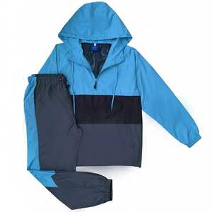 Whiteaura International Premium <b>Lightweight</b> Nylon Windproof Oversized Hooded <b>Jacket</b> Pants 2-Piece <b>Running</b> Set Patchwork Side - Product Image 2