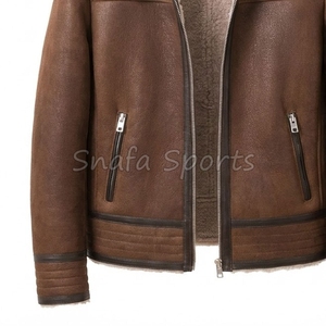 Men's Sheepskin Leather <b>Jacket</b> Winter Warm Shearling Faux <b>Fur</b> <b>Lined</b> Coat Customized Leather <b>Jacket</b> For Men - Product Image 4