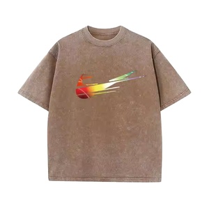 T-shirts surdimensionnés personnalisés de haute qualité conception personnalisée courte poids lourd lavé Vintage laissé tomber acide lavé O cou manches - Product Image 1