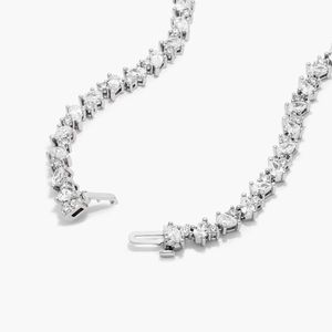 IGI Certified Fancy Melange Lab Grown Diamond Tennis <b>Necklace</b> 14K White Gold Pear Shape Diamond <b>Statement</b> <b>Necklace</b> Luxury Fine - Product Image 3