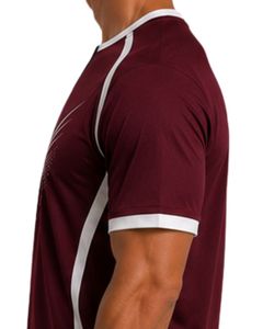 Maroon And <b>White</b> Men Performance T Shirt Short Sleeve Athletic Sports Jersey Quick Dry Breathable Gym Training Custom Team Wear - Product Image 3