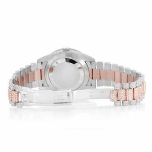 Montre de jour Moissanite Iced Out bicolore or rose et argent, style diamant de luxe, Hip Hop - Product Image 5