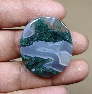 Rodaja de Ágata Musgosa Natural Pulida, Piedra Verde Azul para Joyería, Decoración del Hogar, Regalo - Product Image 1