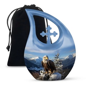 Hermosa urna blanca de cremación de tortuga con gota de lágrima para cenizas humanas con bolsa de terciopelo gratis - Product Image 5