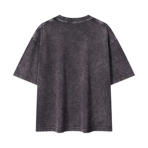 Men's Vintage Acid Wash 100% Cotton Boxy Fit T-Shirt Custom Logo Oversized Heavyweight Breathable Streetwear Loose Fit - Product Image 6