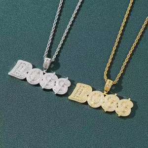 Pendentif de luxe plaqué or style hip-hop avec finition or jaune et or blanc et détails inspirés de la mode brillante - Product Image 4