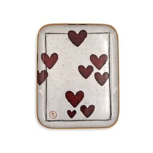 Handmade Heart Print Enamel Serving Tray Gold Rim Decorative Metal Jewelry Tray Rectangular Vanity Organizer Coffee <b>Table</b> Tray - Product Image 3
