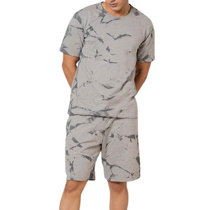 Men's Gray <b>Bird</b> Print Casual Shorts Set Breathable Knitted Elastic Waist Mid Rise Short Sleeve T-<b>Shirt</b> and Shorts Outfit - Product Image 1