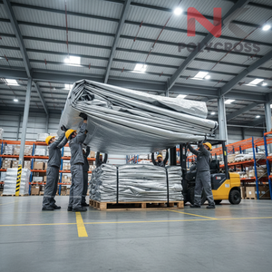 Rouleau de bâche plastique géante doublement laminée et imperméable pour la protection des marchandises, usage export et applications agricoles - Product Image 1