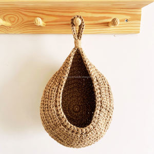 Cesta de malla de yute colgante de ganchillo, organizador de almacenamiento para el hogar, almacenamiento colgante pequeño para juguetes, libros y papelería de proveedor indio - Product Image 2