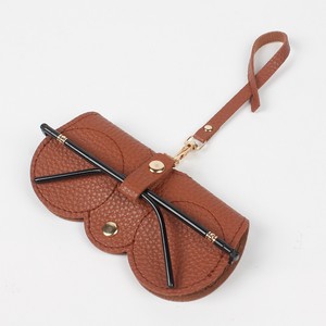 Brown Leather Eyeglasses <b>Case</b> with Strap and Gold Hardware <b>for</b> <b>Sunglasses</b> Storage - Product Image 1