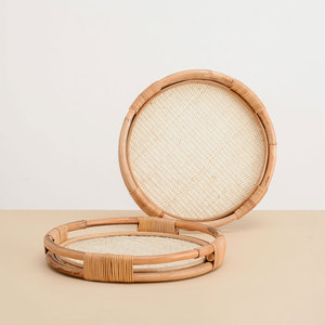Luxury Woven Handcrafted <b>Tray</b> Customized logo and Sizes Rattan <b>Round</b> <b>Serving</b> <b>Trays</b> Produced in Vietnam - Product Image 6