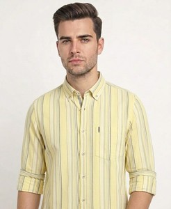 Camisa de Verano Enovate para Hombre, de Lino/Algodón, a Rayas, Casual, de Doble Botonadura, Transpirable, con Cuello Abotonado y Manga Larga, ODM - Product Image 2