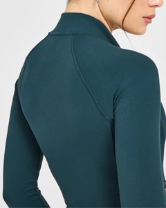 Chaqueta de yoga de secado rápido para mujer, con cremallera completa, cuello alto, orificios para los pulgares, ajuste ceñido, para correr, moldeadora, top de gimnasio, venta al por mayor - Product Image 6