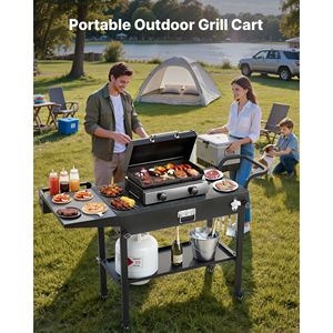 Table de cuisson pliable pour l'extérieur - 31,0 x 17,0 pouces, table de grillade avec porte-serviettes et crochets - Product Image 2