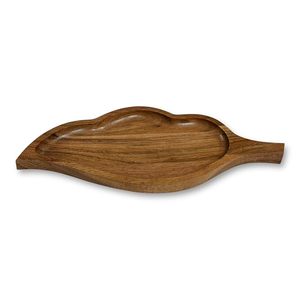 Plateau de service en bois d'acacia en forme de feuille, fait main, décoratif, plateau à nourriture irrégulier, planche à collation en bois pour la maison et l'hôtel - Product Image 4