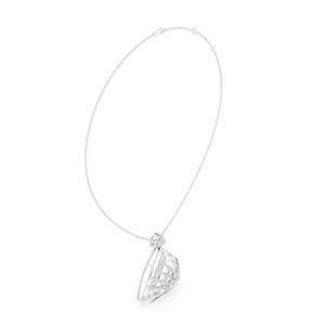 Collier pendentif en or blanc 14 carats avec diamants, chaîne à maillons, bijoux floraux triangulaires pour mariage, fiançailles, soirée - Product Image 6