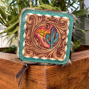 Vente chaude cuir repoussé à la main personnalisé Portable Mini boîte à bijoux petit organisateur de bijoux stockage voyage peau de vache boîtes à bijoux - Product Image 2