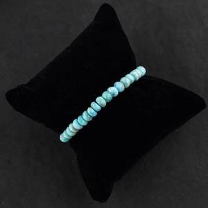 Pulsera de cuentas redondas de cristal de larimar de plata de ley 925 de 5 a 8 mm, piedra preciosa natural, joyería hecha a mano - Product Image 1