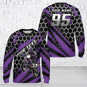 Camiseta Personalizada de Manga Larga para Motocross, Diseño Hexagonal, para Jóvenes y Adultos, con Nombre de Piloto, para Motocross, MX, ATV, Enduro, Jersey de Carreras 3D OEM para Niños - Product Image 2