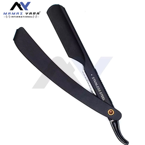 Rasoir de barbier de style américain en acier inoxydable de haute qualité, noir mat, pliable, à bord droit, pour hommes, professionnel - Product Image 3