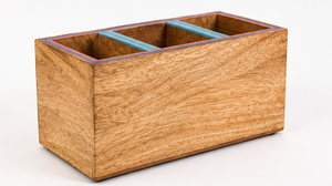Organizador de Cubiertos de Madera de Mango Sólida Hecho a Mano, Porta Utensilios de Cocina, Caja de Almacenamiento de Servilletas, Organizador para Mesa de Comedor - Product Image 2