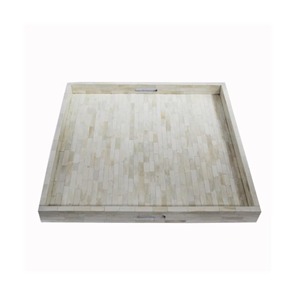 Bandeja Cuadrada Decorativa de Madera con Incrustaciones de Hueso Blanco para Servir, Bandeja de Almacenamiento para Mesa de Centro, Otomana, Desayuno, Té, Café, Exhibición, Hogar - Product Image 3