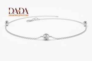 Delicada Pulsera con Diamantes Cultivados en Laboratorio para Mujer, Bisel Clásico con Diamantes, Joyería Fina, Regalo de Aniversario de Bodas - Product Image 6