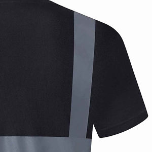 T-shirt de sécurité réfléchissant fluorescent noir pour homme, vêtements de travail haute visibilité, manches courtes avec poche poitrine, 100% coton respirant - Product Image 3